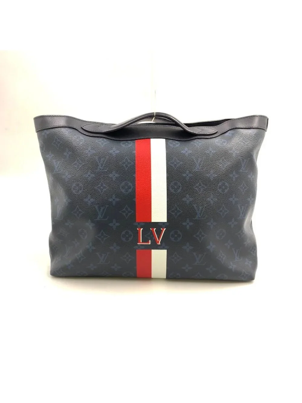 Louis Vuitton Ultralight Monogram Edge Coat Ruto Leather Navy White Red Tote Bag